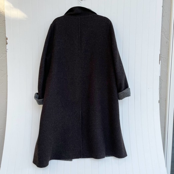 Eileen Fisher Coat Alpaca Wool Coat Brown Chocolate Brown - Picture 3 of 5